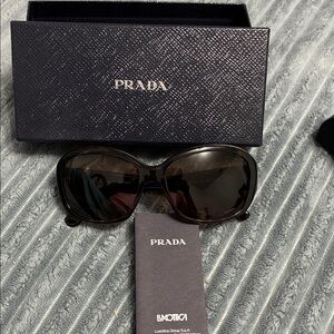Prada Women's Black Glossy Oversized Sunglasses